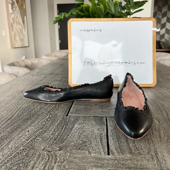 Kate spade genuine black leather slip on size 9.5M ballet flats Shoes